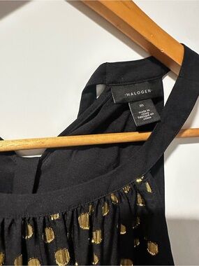 Black polkadot gold tank by Halogen